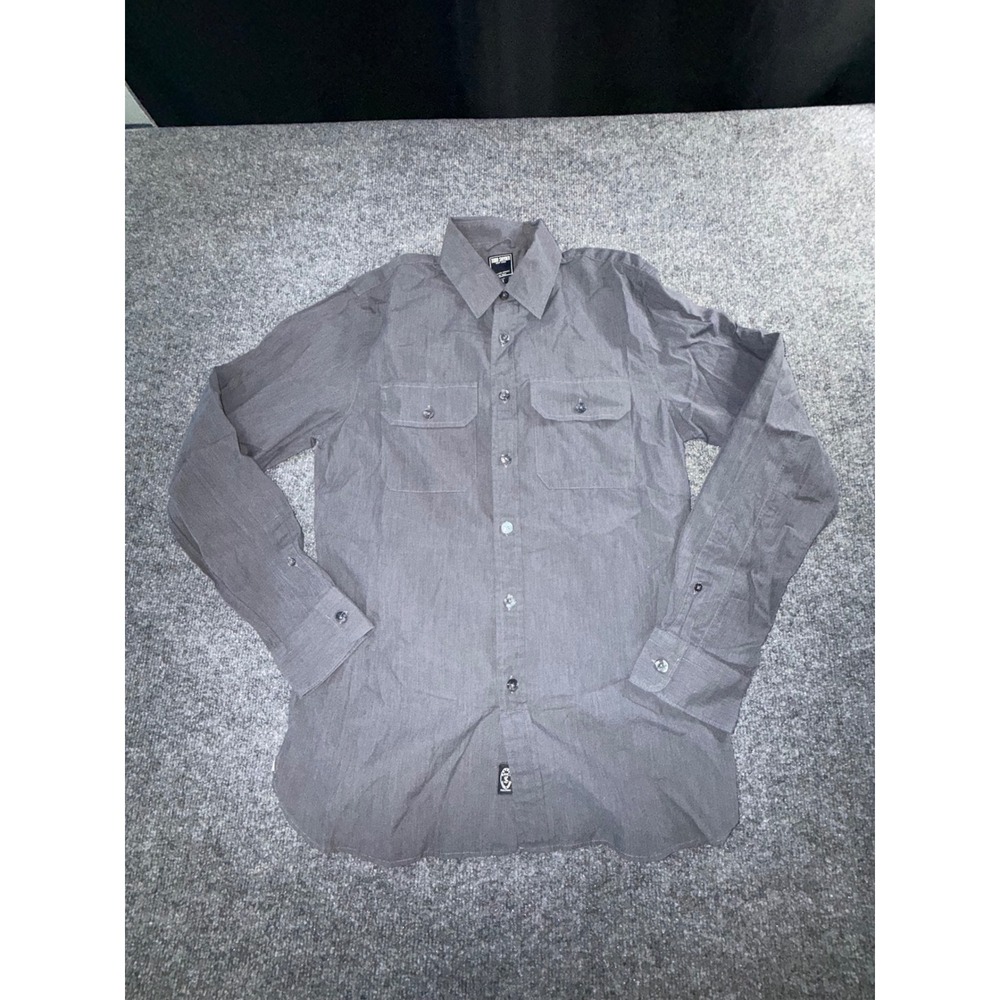 Triple Five Soul NYC Mens Long Sleeve Button Down Shirt Gray Utility XL